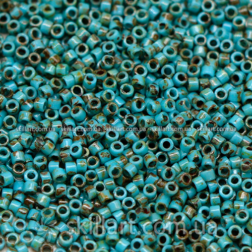 Бисер DB-2264 Miyuki Delica Beads 11/0 (непрозрачный, покрытие пикассо, микс бирюзово-коричневый)